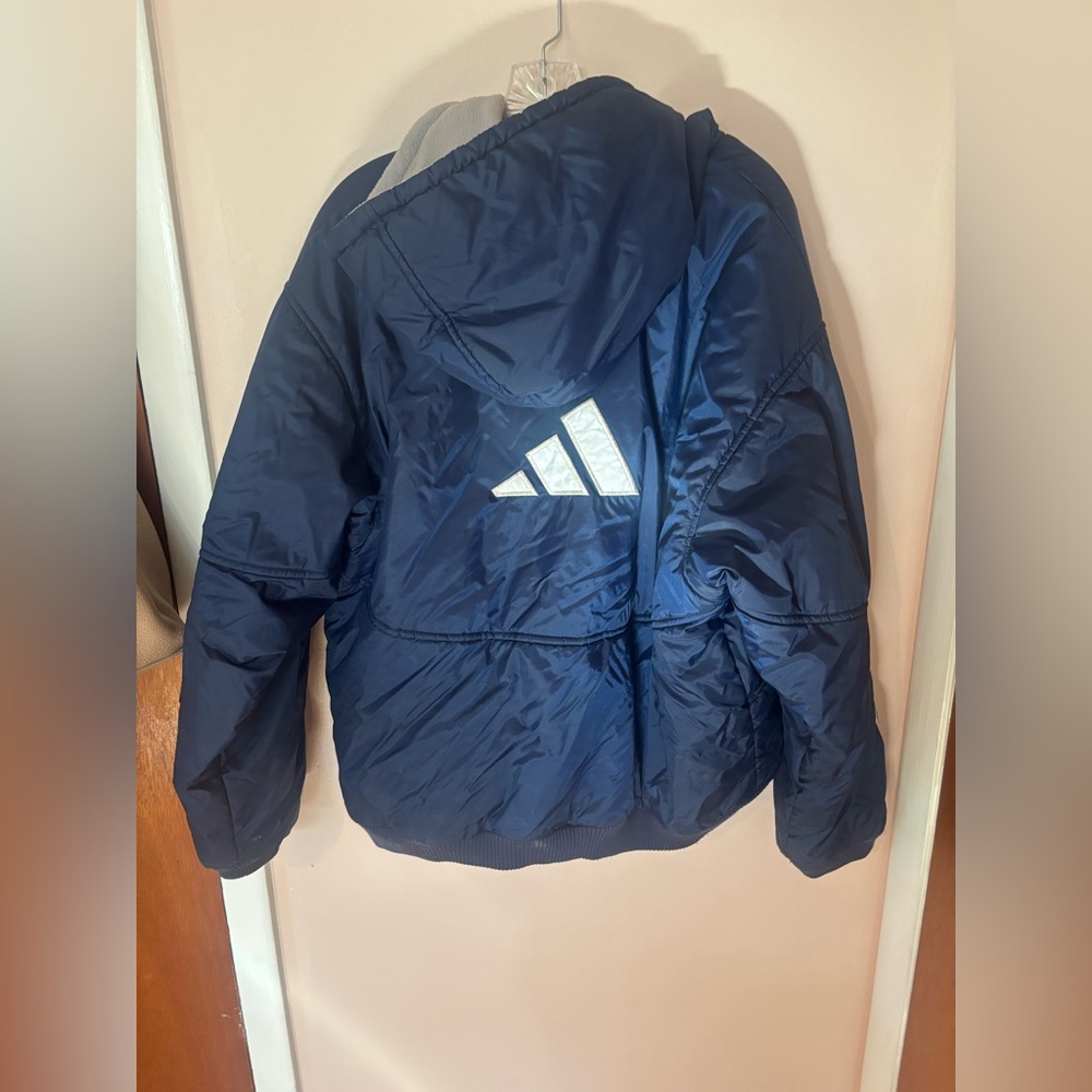 Vintage 1990s Adidas Puffer Hooded Jacket Fleece Lined Large